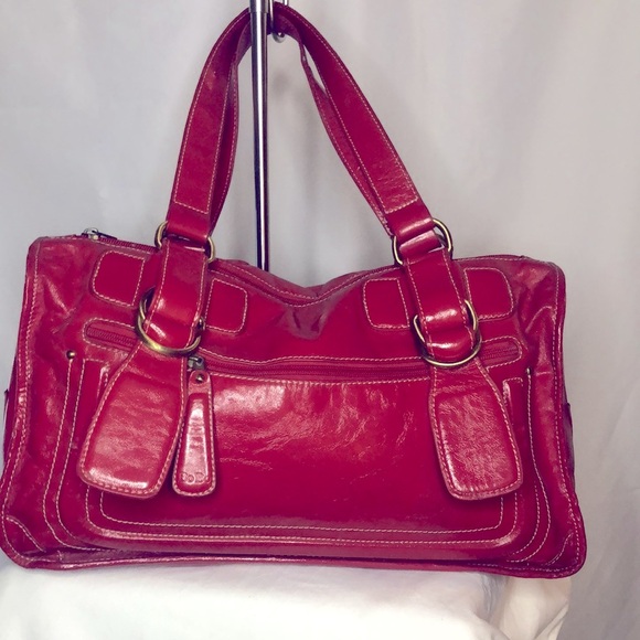BO BO BAGS red patent genuine leather handbag. - Picture 6 of 16